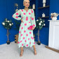 Lucy Detailed Midi Dress Pink Polka Green