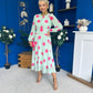 Lucy Detailed Midi Dress Pink Polka Green