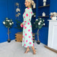Lucy Detailed Midi Dress Pink Polka Green