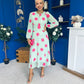 Lucy Detailed Midi Dress Pink Polka Green