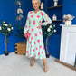 Lucy Detailed Midi Dress Pink Polka Green