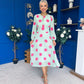 Lucy Detailed Midi Dress Pink Polka Green