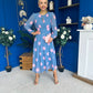Lucy Detailed Midi Dress Pink Polka Blue