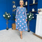 Lucy Detailed Midi Dress Pink Polka Blue