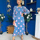 Lucy Detailed Midi Dress Pink Polka Blue