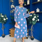 Lucy Detailed Midi Dress Pink Polka Blue