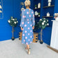 Lucy Detailed Midi Dress Pink Polka Blue