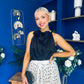 Peyton Halterneck Satin Top Black