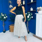 Selena Detailed Tulle Skirt Black Polka Cream