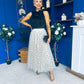 Selena Detailed Tulle Skirt Black Polka Cream