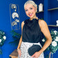 Peyton Halterneck Satin Top Black