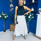 Jessie Satin Midi Skirt Black Polka Cream