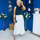 Jessie Satin Midi Skirt Black Polka Cream
