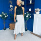 Jessie Satin Midi Skirt Black Polka Cream