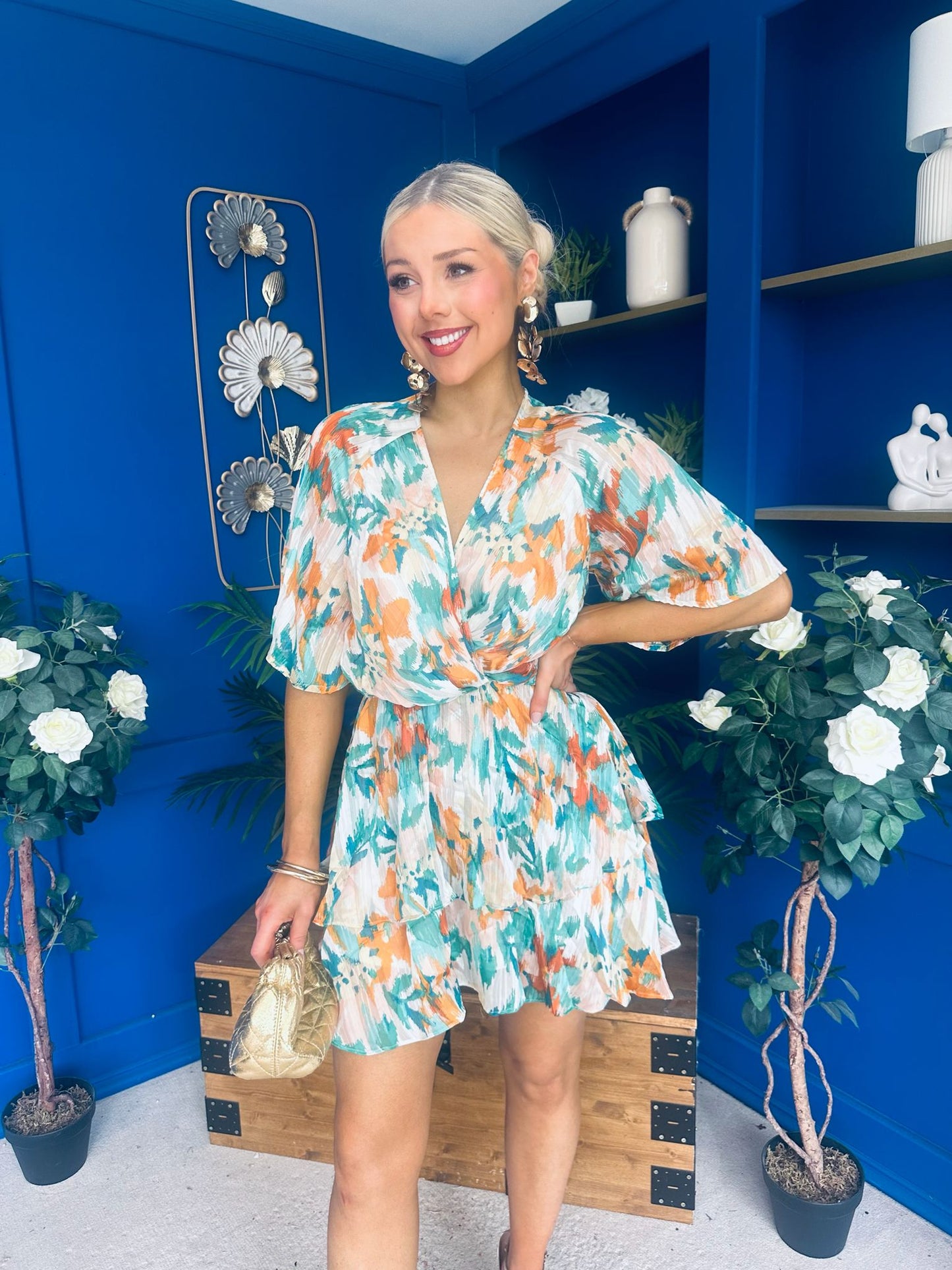Elissa Mini Dress Floral Green