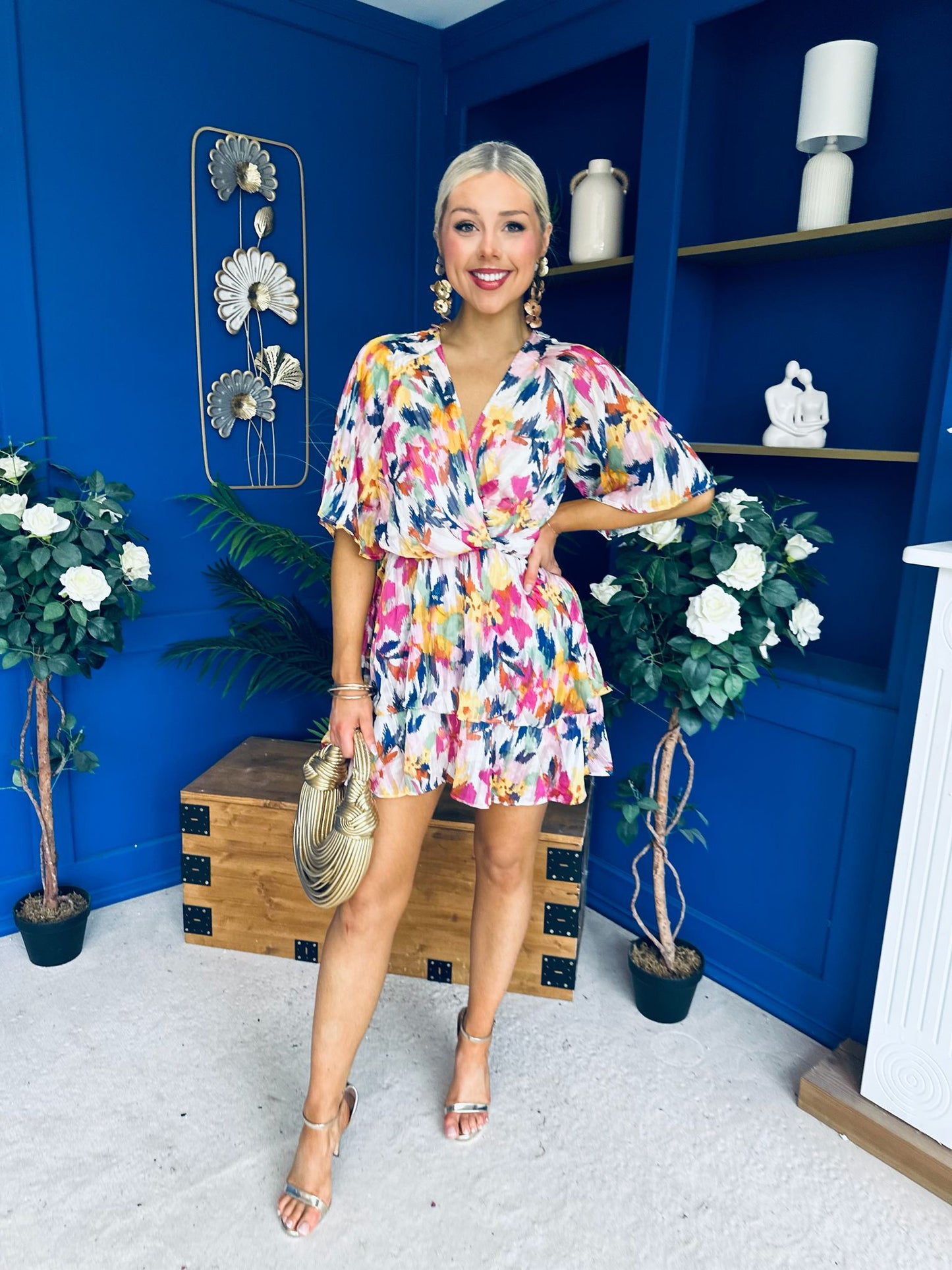 Elissa Mini Dress Floral Blue
