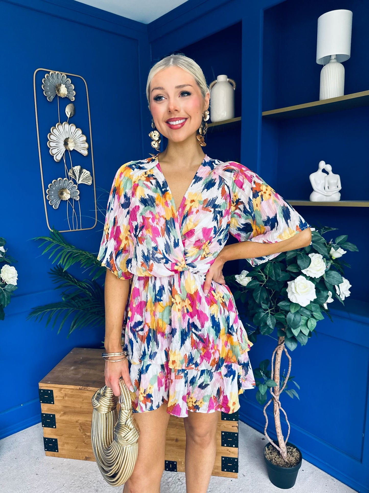Elissa Mini Dress Floral Blue