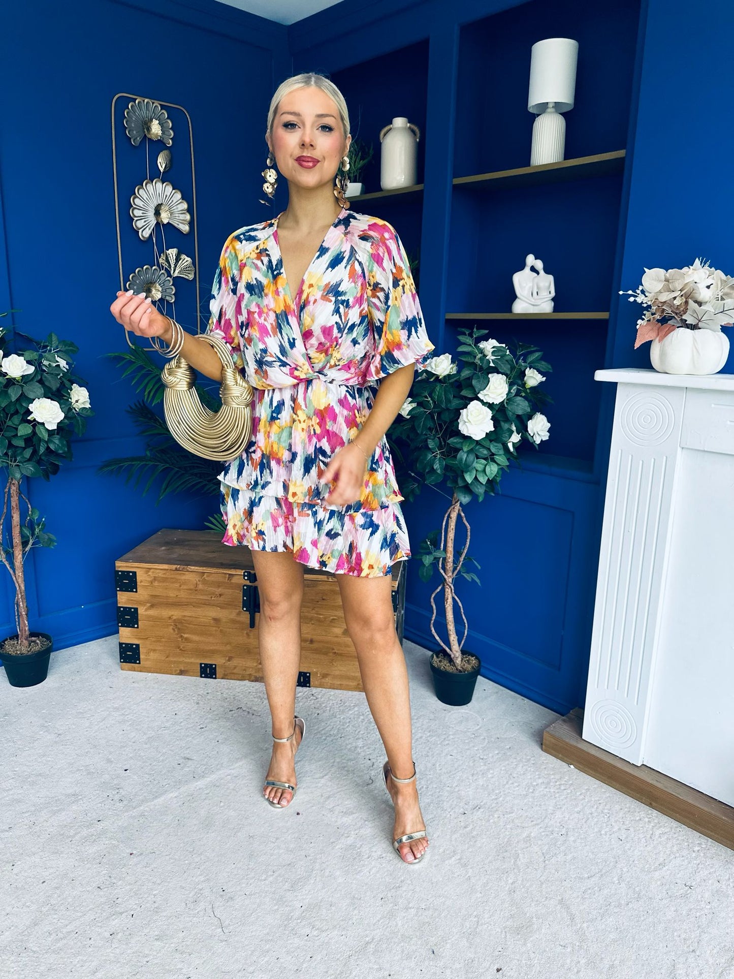 Elissa Mini Dress Floral Blue