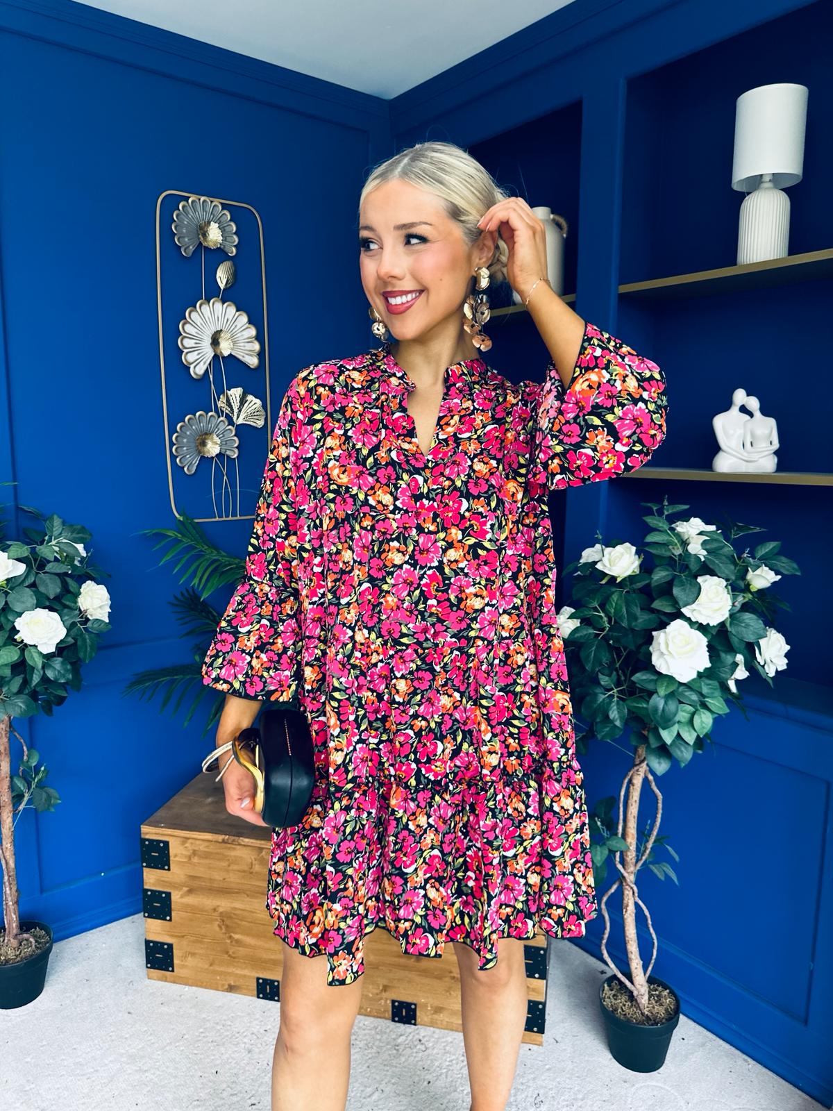 Harri Mini Dress Floral Black