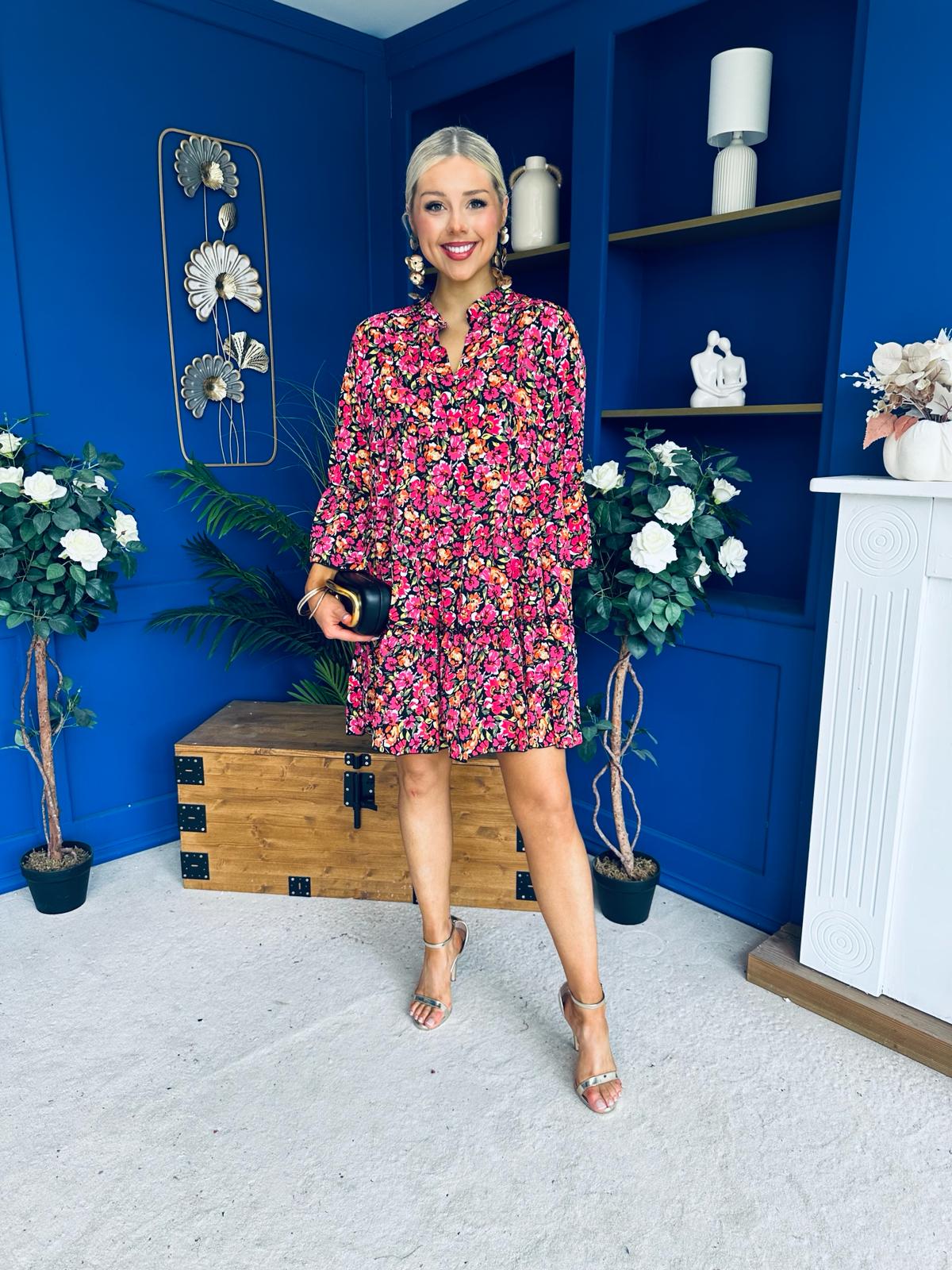 Harri Mini Dress Floral Black