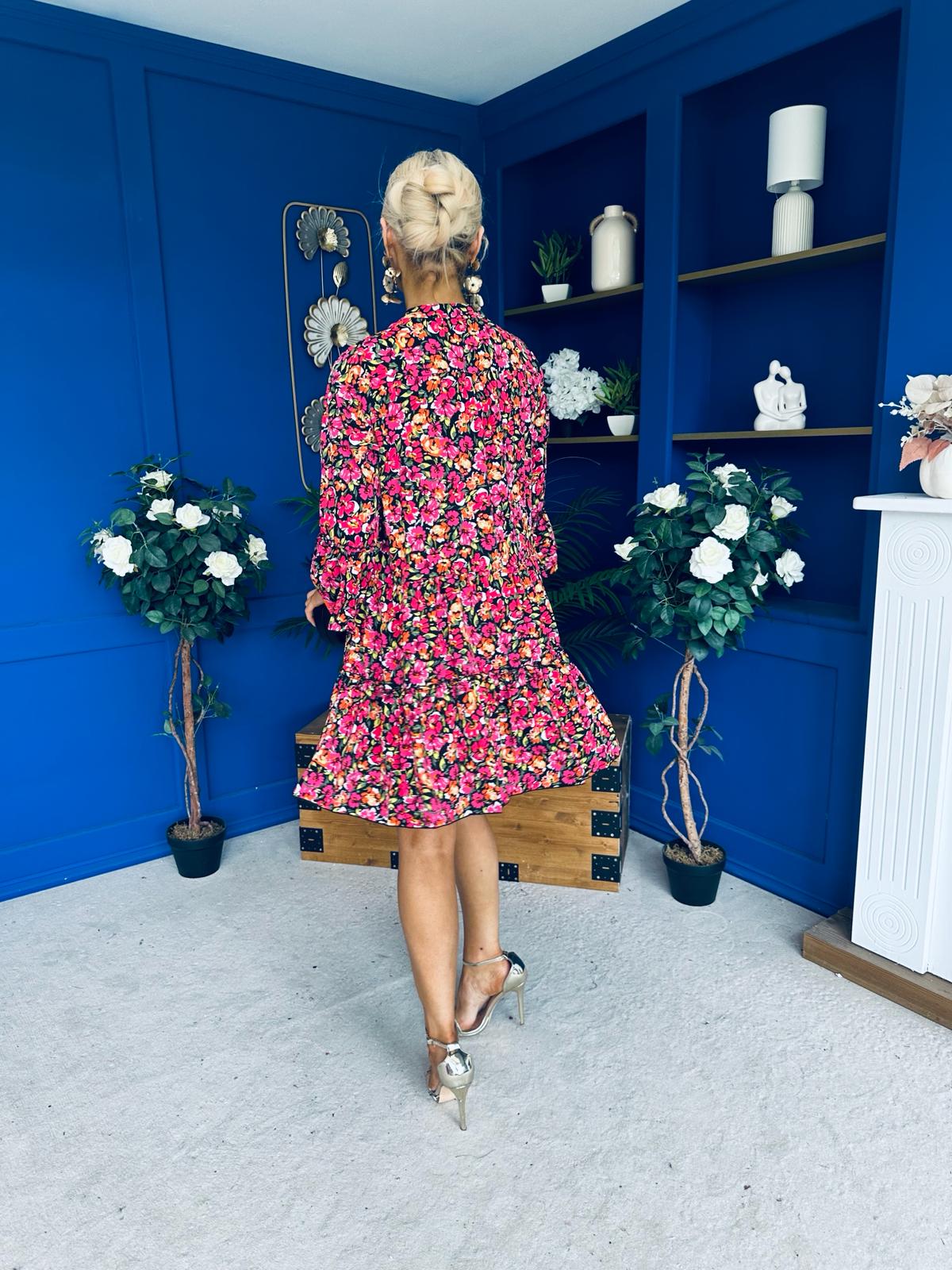 Harri Mini Dress Floral Black