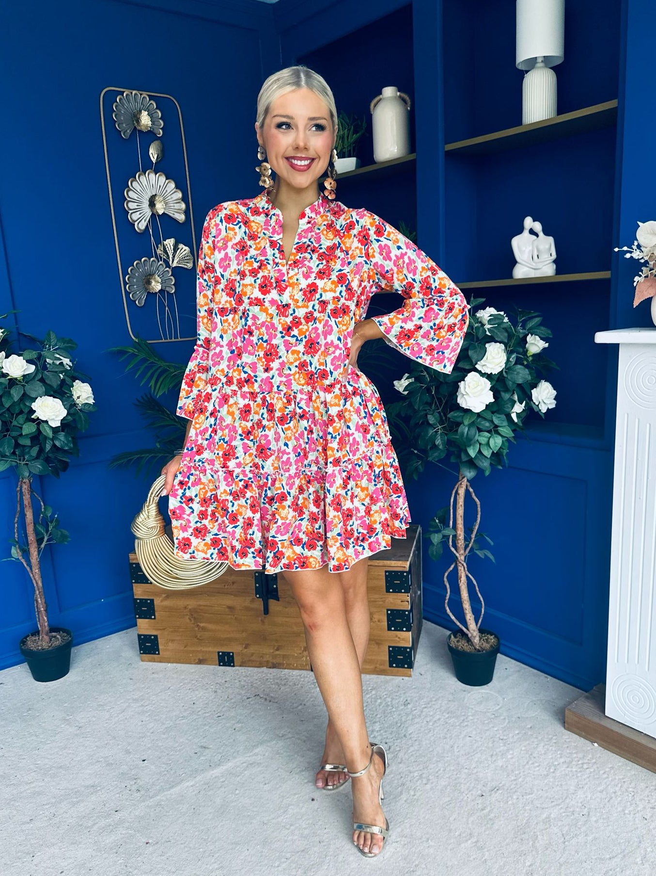 Harri Mini Dress Floral Cream