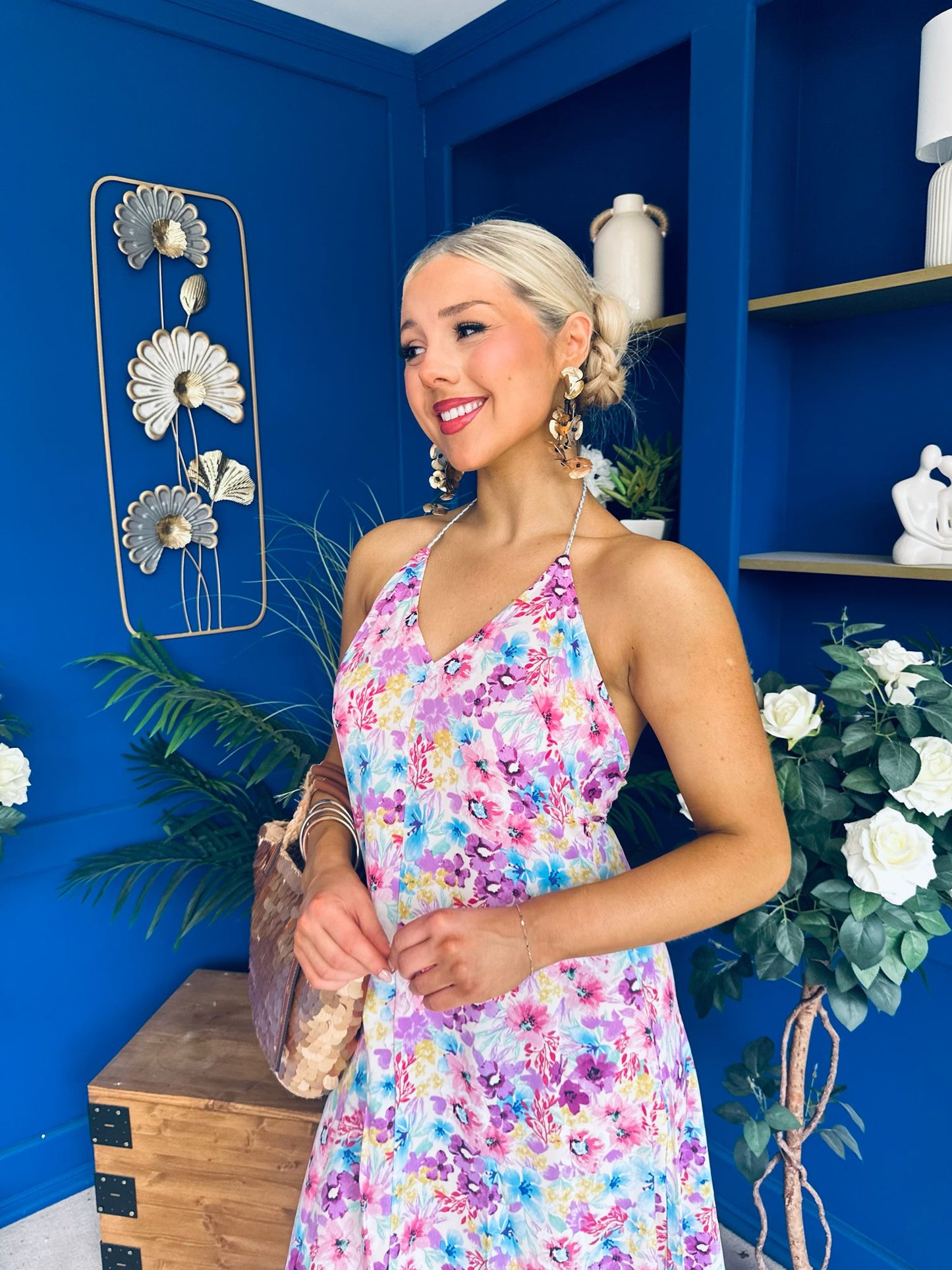 Gane Midi Dress Floral Lilac