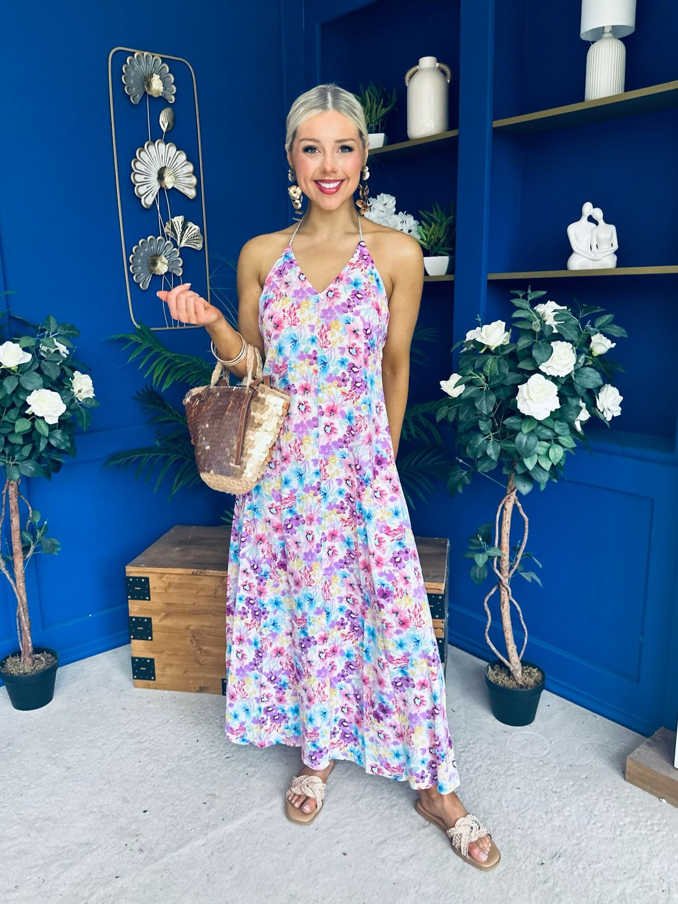 Gane Midi Dress Floral Lilac