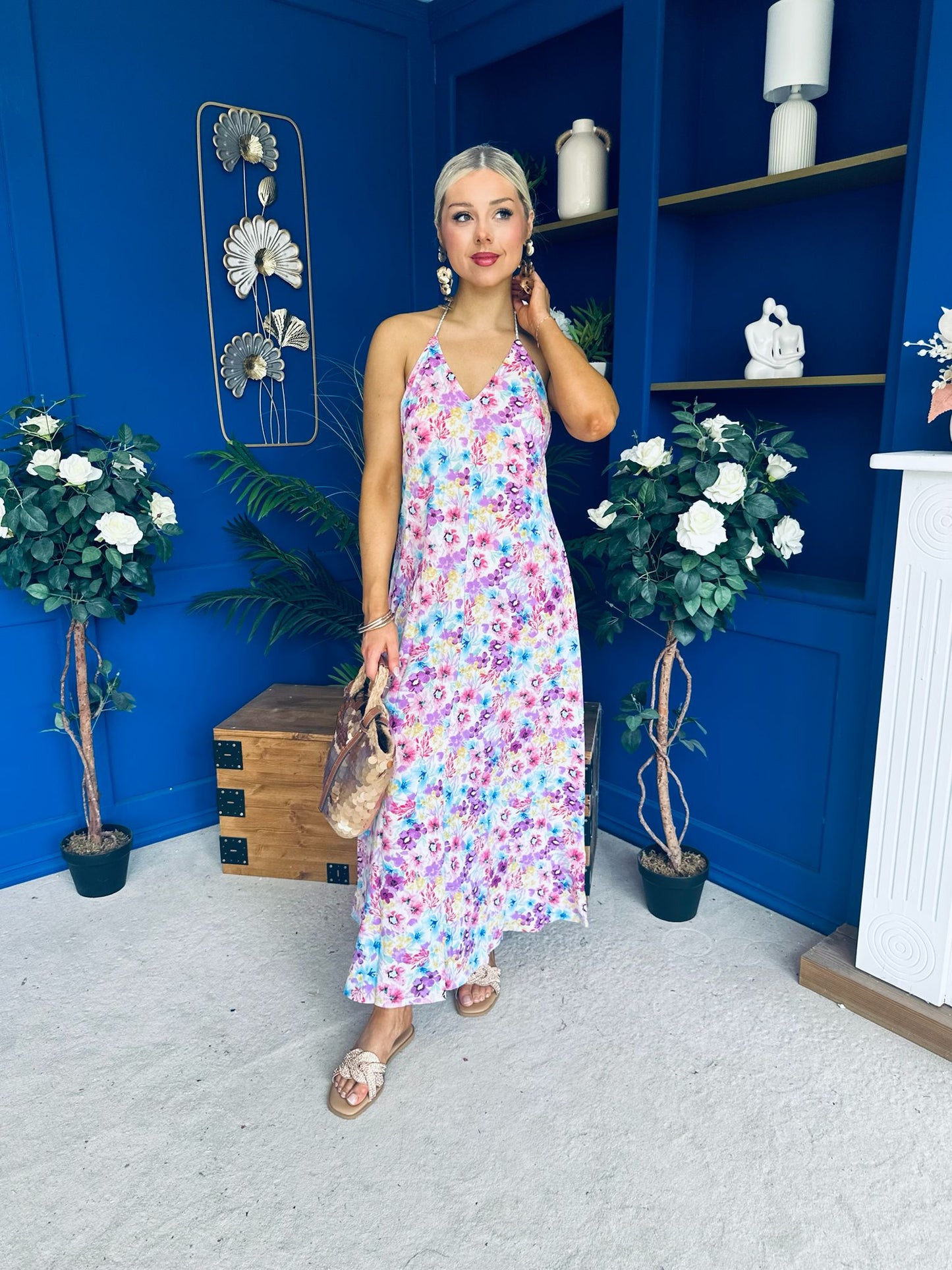 Gane Midi Dress Floral Lilac