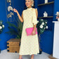 Rita High Neck Bow Detail Midi Dress Polka Yellow