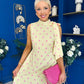 Rita High Neck Bow Detail Midi Dress Polka Yellow