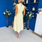 Rita High Neck Bow Detail Midi Dress Polka Yellow