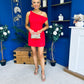 Julie Asymmetric Neckline Mini Dress Red