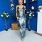Eliza V Neck Sequin Evening Midi Dress