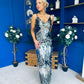 Eliza V Neck Sequin Evening Midi Dress