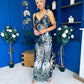 Eliza V Neck Sequin Evening Midi Dress