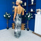Eliza V Neck Sequin Evening Midi Dress