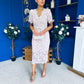 Feara Embellished Lace Occasion Midi Dress Pink