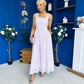 Vera Crochet Detail Occasion Midi Dress Pink
