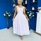 Vera Crochet Detail Occasion Midi Dress Pink
