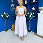 Vera Crochet Detail Occasion Midi Dress Pink