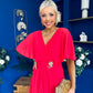 Nancy Cape Detailed Midi Dress Coral