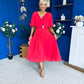 Nancy Cape Detailed Midi Dress Coral