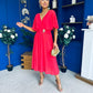 Nancy Cape Detailed Midi Dress Coral