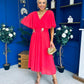 Nancy Cape Detailed Midi Dress Coral