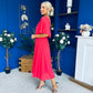Nancy Cape Detailed Midi Dress Coral
