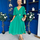 Nancy Cape Detailed Midi Dress Jade Green
