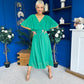 Nancy Cape Detailed Midi Dress Jade Green