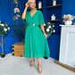Nancy Cape Detailed Midi Dress Jade Green