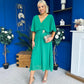 Nancy Cape Detailed Midi Dress Jade Green